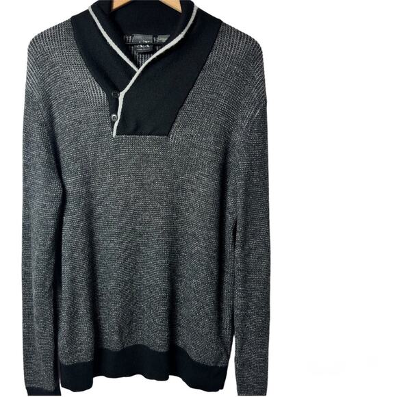 ARMANI EXCHANGE GREY BLACK LONG SLEEVE MEN SOFT MATERIALS WOOL SWEATER XL - Picture 1 of 5